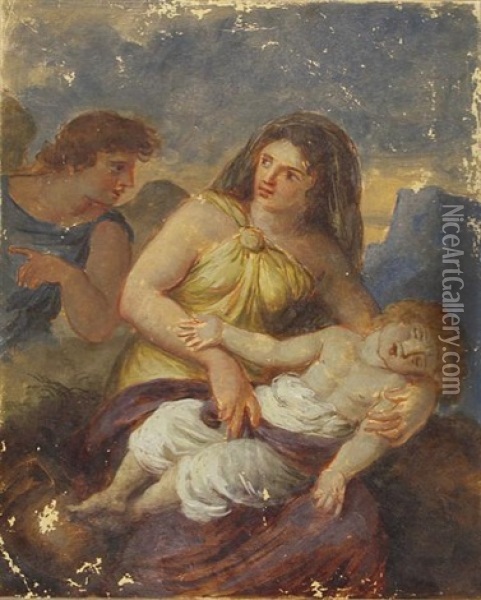 Angel With Mother And Child Oil Painting - Jean Jacques Lagrenee the Younger