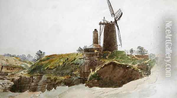 Landscape with Windmill Oil Painting - Thomas Creswick