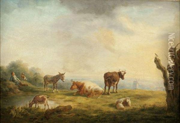 Vacher Et Son Troupeau Oil Painting - Balthasar Paul Ommeganck