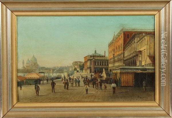 European Street Scene Oil Painting - Pietro de Amoretty