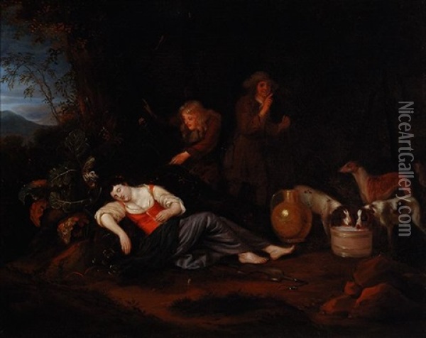 Sleeping Woman Oil Painting - Adriaen Cornelisz Beeldemaker