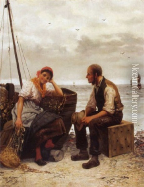 Der Heiratsvermittler Am Strand Oil Painting - Frederick Reginald Donat