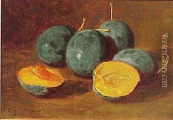 Plums Oil Painting - Edward Chalmers Leavitt