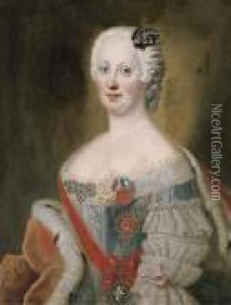 Portrait Of Noblewoman Oil Painting - Antoine Pesne