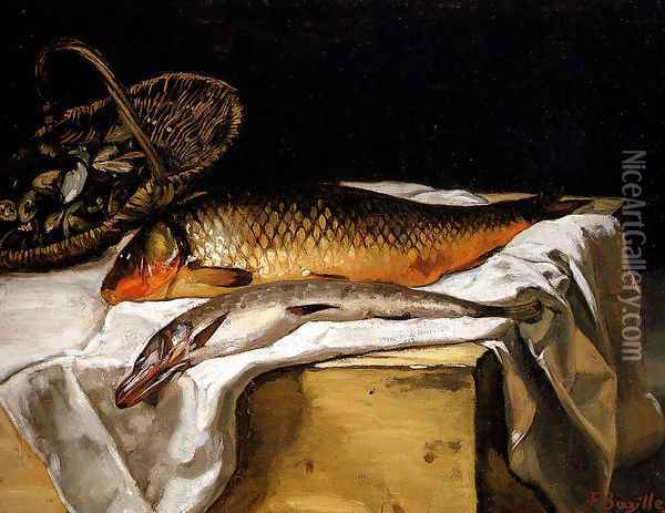 Still Life with Fish Oil Painting - Frederic Bazille