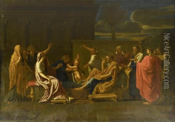 Moses Zertritt Pharaos Krone Oil Painting - Nicolas Poussin