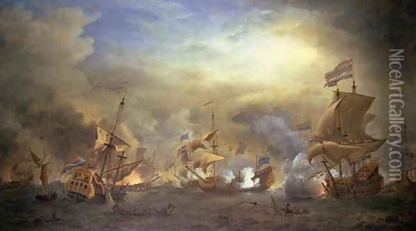 The Battle of the Texel, Kijkduin, 1673 Oil Painting - Willem van de Velde the Younger