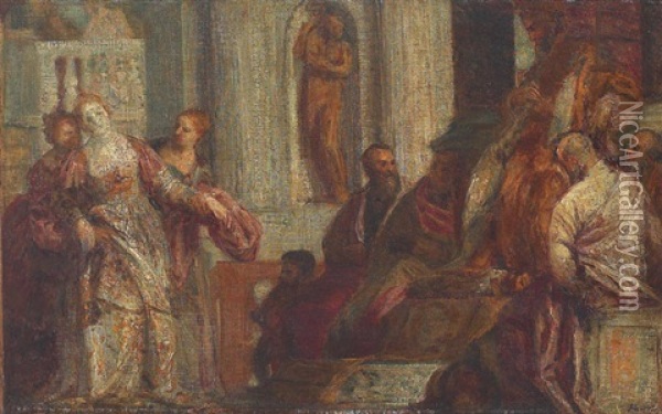 L'evanouissement D'esther Devant Assuerus (after Veronese) Oil Painting - Henri Fantin-Latour