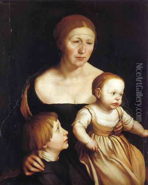 The Artist's Family 1528 Oil Painting - Hans Holbein the Younger