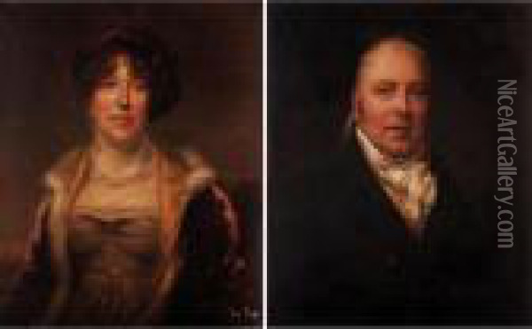 Portrait Of John Allen, And His Wife Oil Painting - William Owen