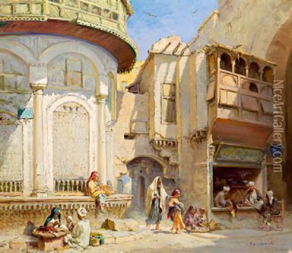 Scena Di Strada A Cairo Oil Painting - Frans Wilhelm Odelmark