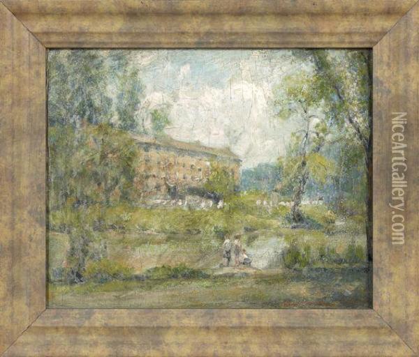 New England Mill Oil Painting - Albert Jean Adolphe