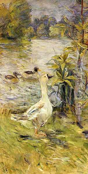 The Goose Oil Painting - Berthe Morisot
