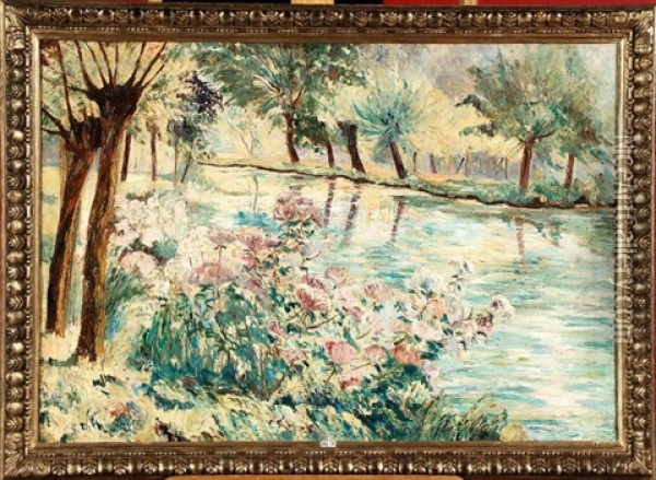 L'etang Fleuri Oil Painting - Octave Soudan