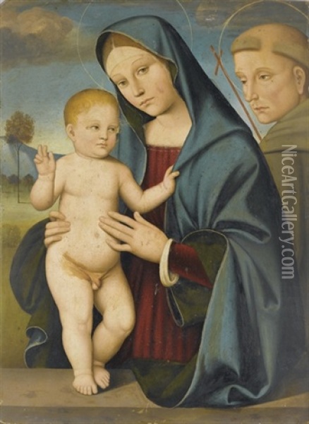 Madonna Con Bambino E Sant'antonio Oil Painting - Francesco Francia