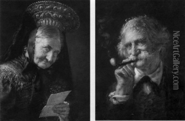 Portrat Einer Alten Bauerin Mit Brief Oil Painting - Eugen Lingenfelder
