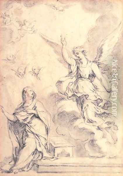 Study of an angel and putti Oil Painting - Italian School