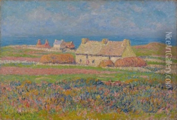 Landes En Fleurs, Ouessant Oil Painting - Henry Moret