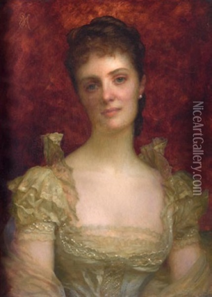 Portrait De Femme Oil Painting - Antoine Auguste Ernest Hebert