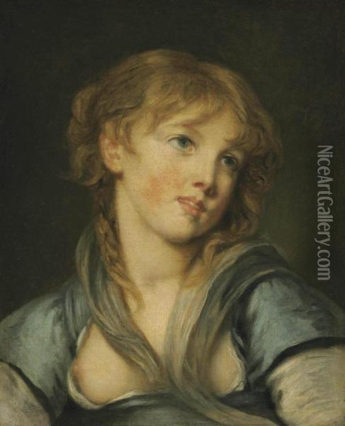 Portrait Of A Young Girl Oil Painting - Jean Baptiste Greuze