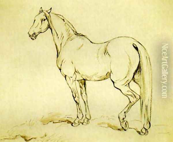 Study of a Horse Oil Painting - Juliusz Kossak