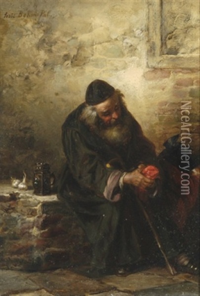 Sitzender Rabbi Oil Painting - Pal (Paul) Boehm
