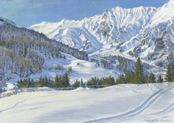 Sonnige Winterlandschaft Bei Adelboden Oil Painting - Waldemar Fink