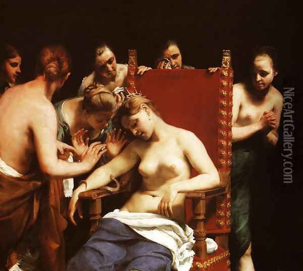 Death of Cleopatra Oil Painting - Guido Cagnacci