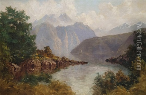South Island Fiord Oil Painting - Charles Henry Howorth