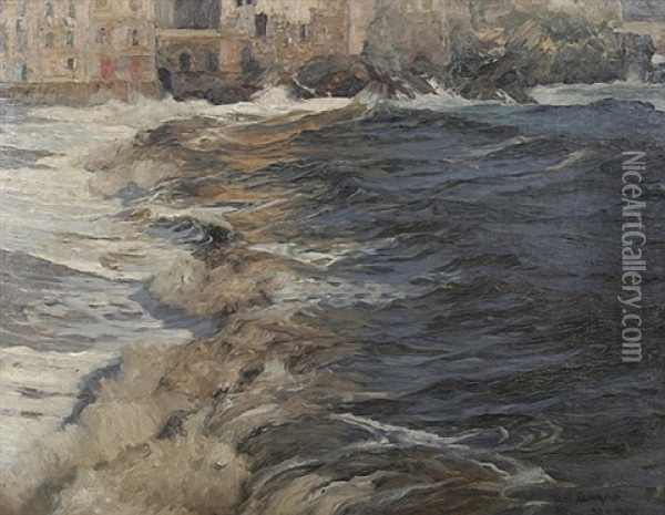 Meereskuste Von Recco Bei Genua Oil Painting - Karl Theodor Boehme