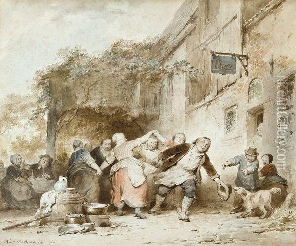 La Fete A L'auberge Oil Painting - Ferdinand de Braekeleer