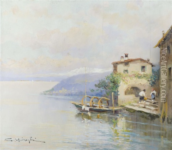 Lago Lombardo Oil Painting - Anacleto Moiraghi