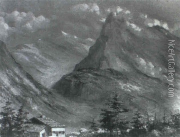 Mountain Cabin Oil Painting - Abbott Fuller Graves