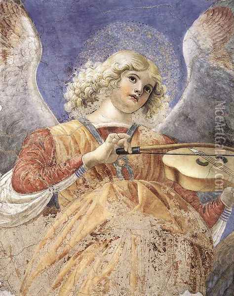 Music-making Angel (2) c. 1480 Oil Painting - Melozzo da Forli