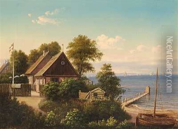 Fisker Riff's Hus I Alsgarde Oil Painting - Christian Bernh. Severin Berthelsen