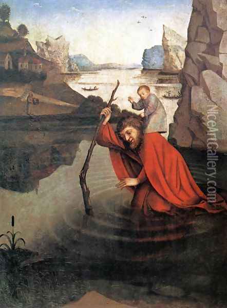 Saint Christopher c. 1435 Oil Painting - Konrad Witz