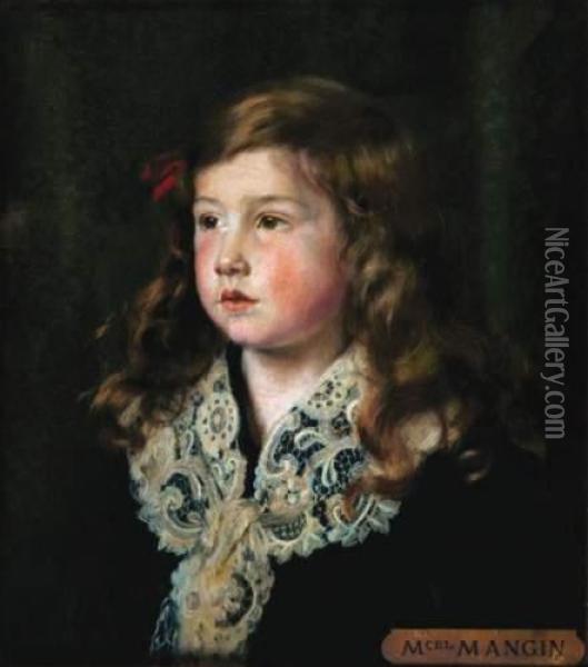 Portrait De Fillette Oil Painting - Marcel Mangin
