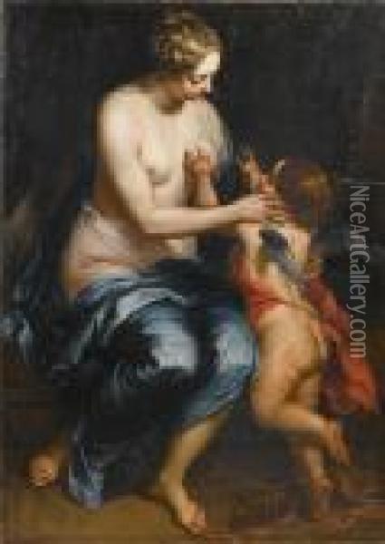 Venus And Cupid Oil Painting - Thomas Willeboirts Bosschaert