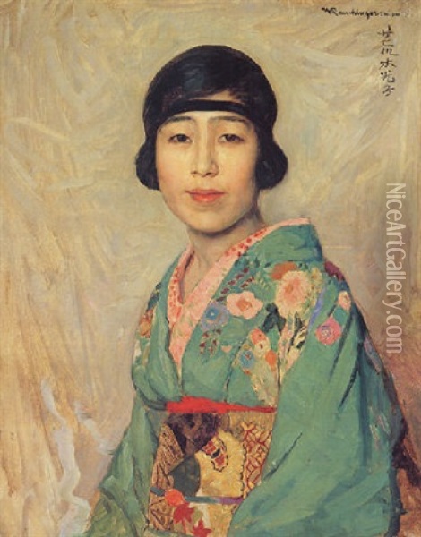 Bildnis Madame Mitzuko Araki Oil Painting - Heinrich Rauchinger