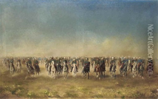 Cavalry Charge Oil Painting - Joseph Beaume