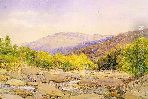 View on Catskill Creek 1867 Oil Painting - John William Hill