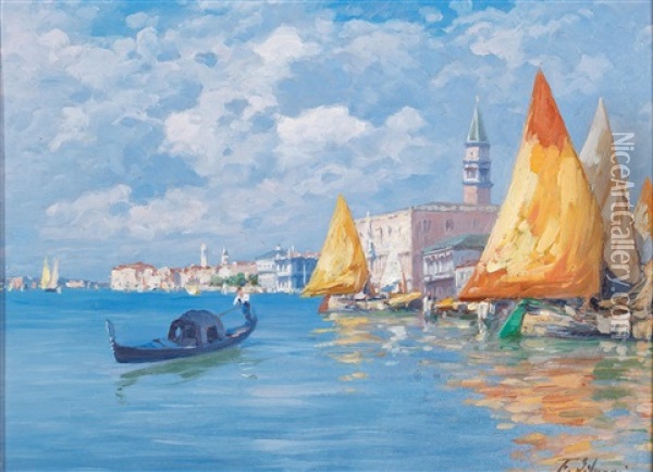 View Of The Bacino Di San Marco Oil Painting - Ferdinando Silvani