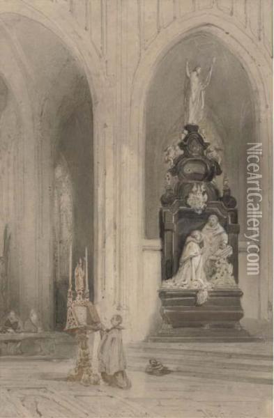 The Interior Of The Onze-lieve-vrouwe Cathedral, Antwerp Oil Painting - Johannes Bosboom