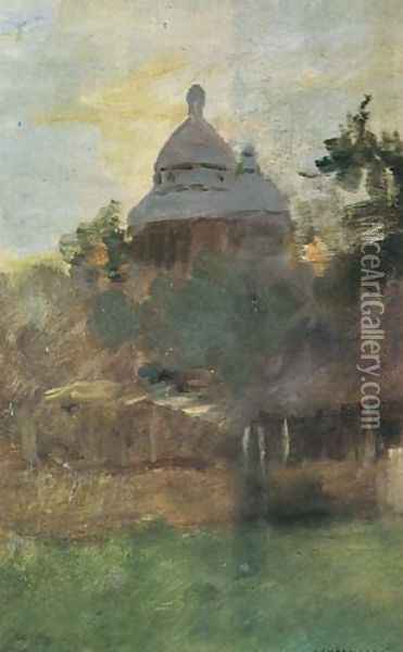 Landscape with a Church Oil Painting - Jozef Chelmonski