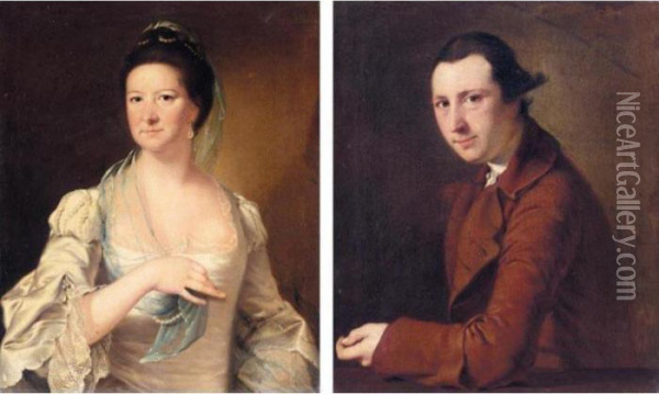 Portraits Of Francis Noel Clarke Mundy, And His Wife Oil Painting - Josepf Wright Of Derby