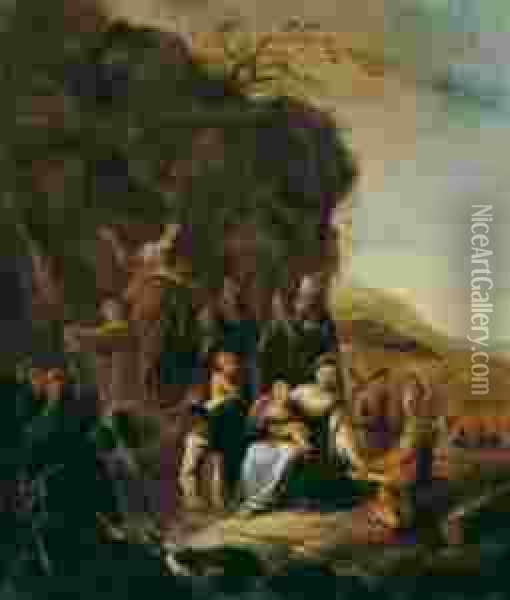 Moses Schlagt Wasser Aus Dem Felsen Oil Painting - Jacob Jacobsz De Wet