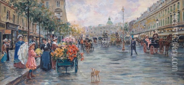 Scena Di Vita Parigina Oil Painting - Carlo Brancaccio