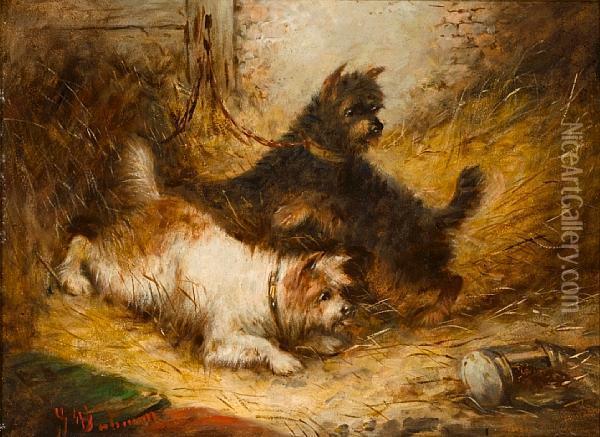 Terriers And Spaniels: Two Oil Painting - George Armfield