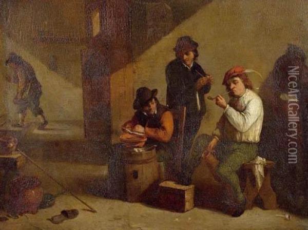 Pfeifenraucher. Oil Painting - David The Younger Teniers
