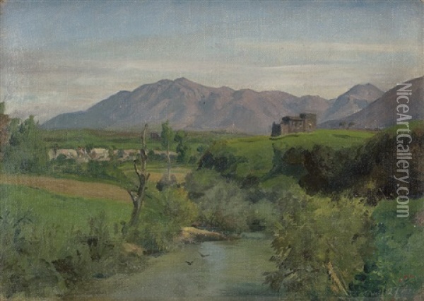 Landschaft Bei Tivoli Oil Painting - Albert Hertel